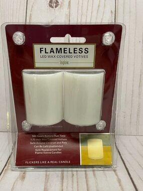 Flameless LED Tea Lights Candle 2 Votives Unscented Battery Operated White NEW